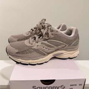 Saucony Originals Taupe and Cream Sneakers
